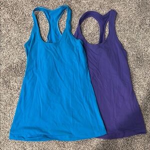 Lululemon Women's Blue and Purple Racerback Tank Tops